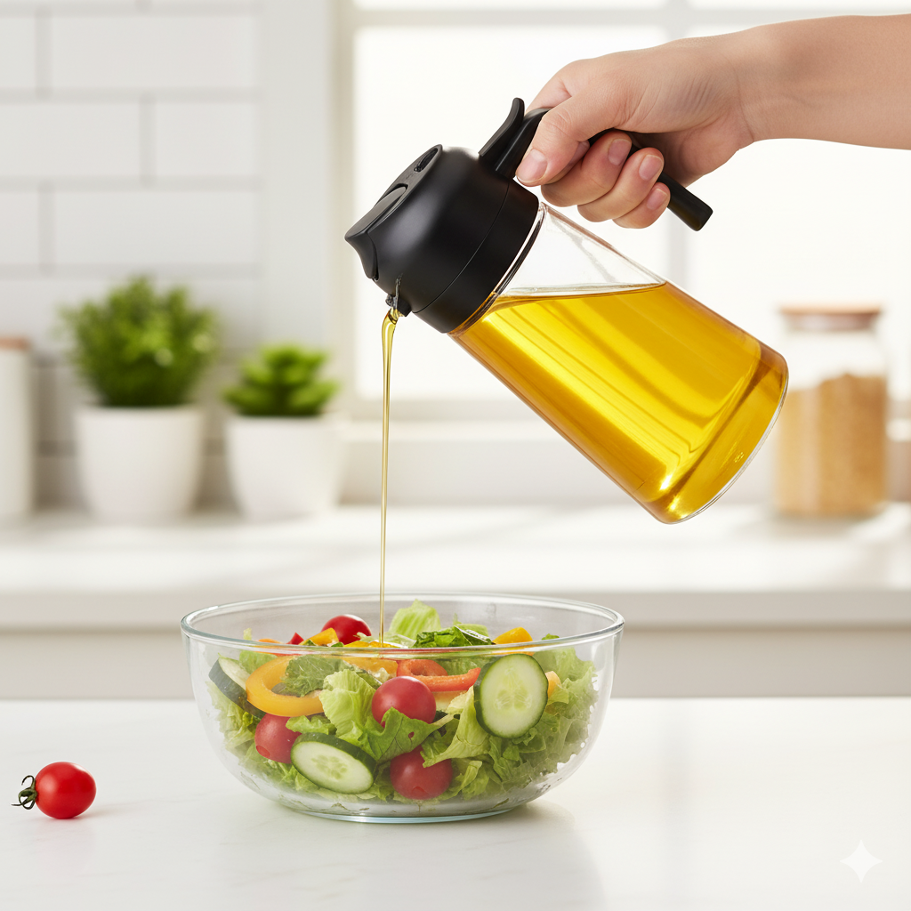 Premium Glass Oil Dispenser with Spray – Leak-Proof & Easy Pour